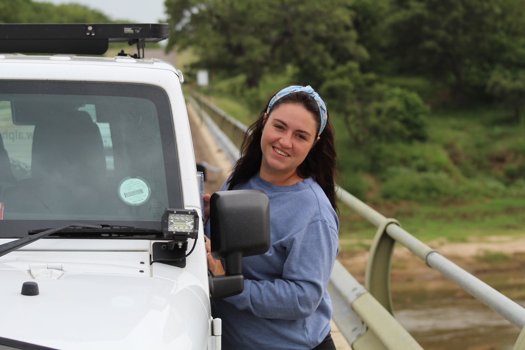 Danyel Kitching and Sheldon in the Jeep Wrangler Sahara entering Punda Maria gate, northern Kruger National Park