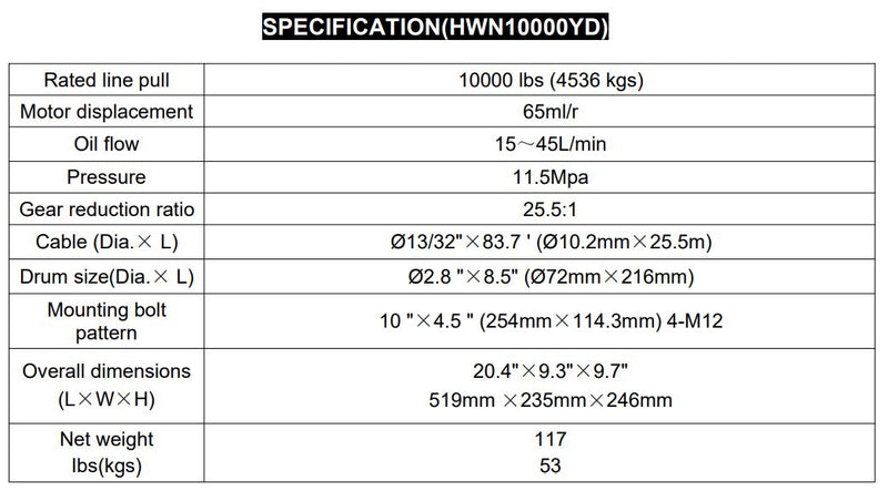 Runva | 10000LBS Hydraulic Steel Cable - Flatbed - Gey