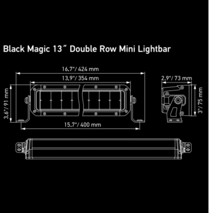 Hella Black Magic Tough LED Mini Lightbar 13"