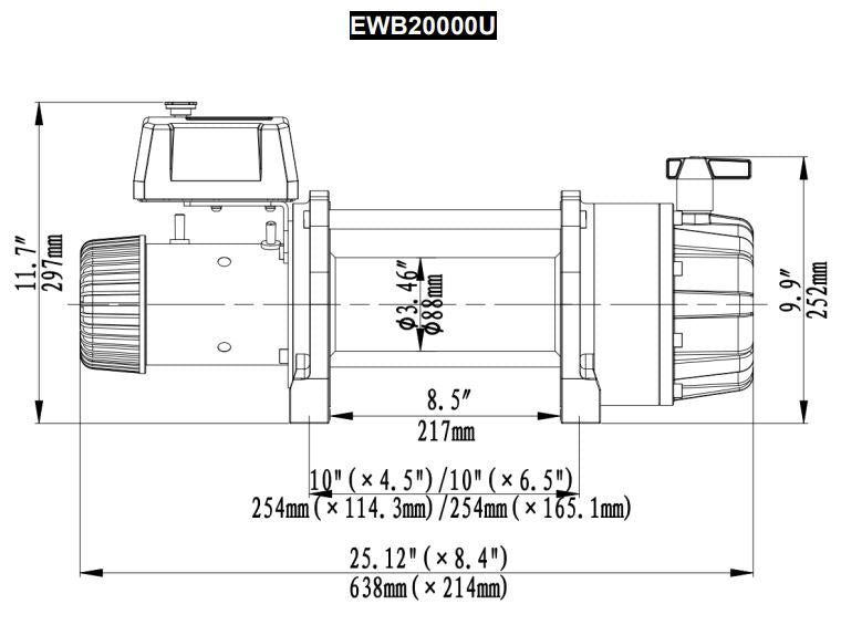 Runva | 20000LBS STEEL CABLE + WIRELESS REMOTE