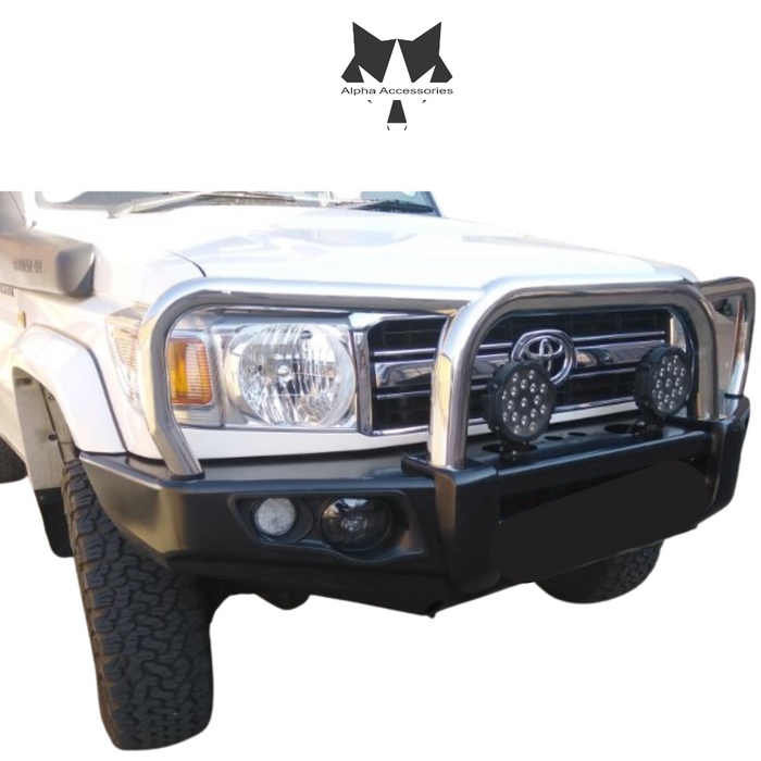 LANDCRUISER 70/79 Series PICK UP or STATION WAGON 2007–2024 Black Steel Loop Front Bumper Replacement Bullbar