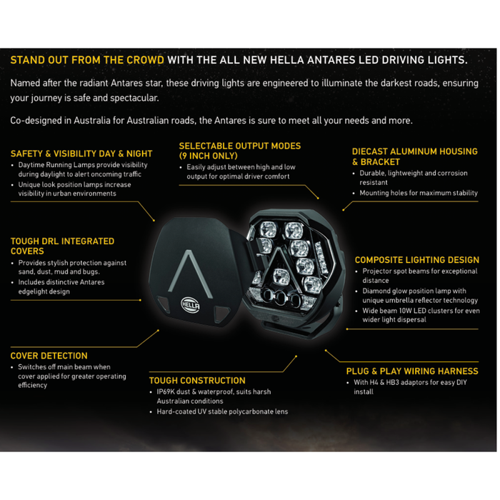 Hella 9" Antares Spotlight Set