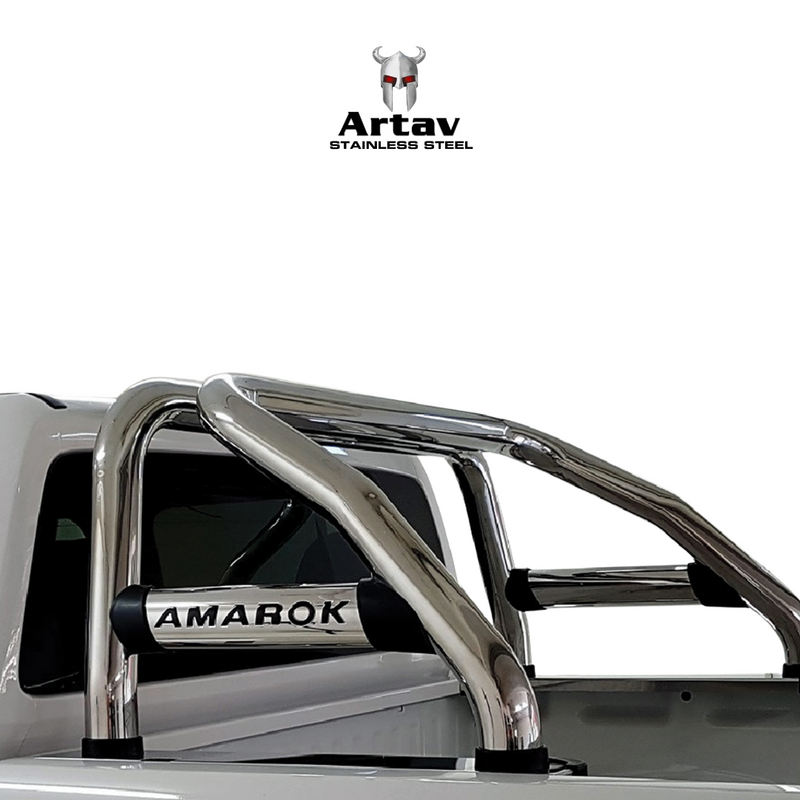 Artav | VW Amarok Facelift Stainless Steel Sports Bar (Black Base Plates)