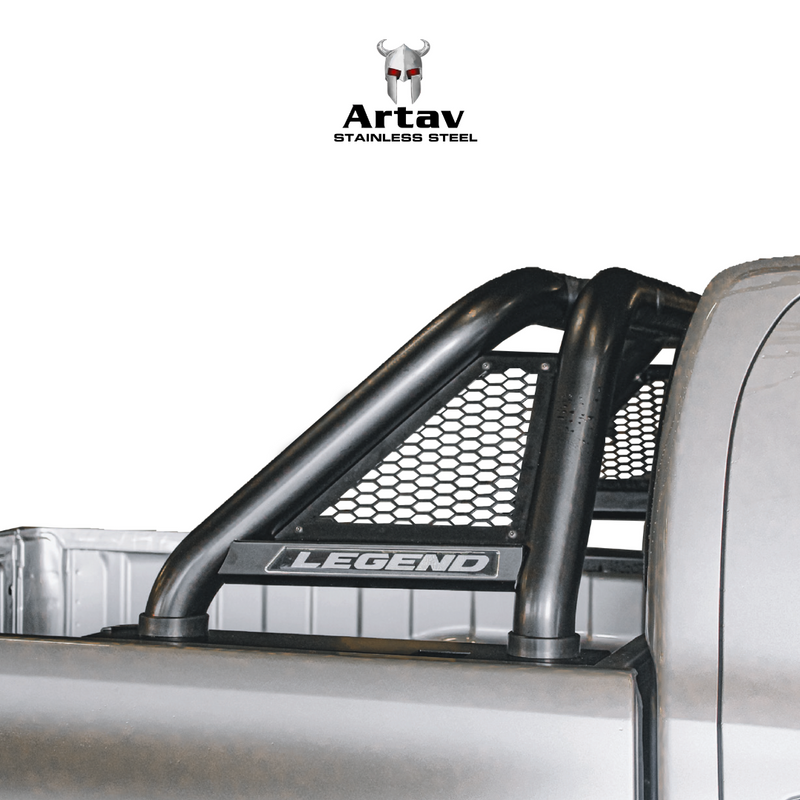 Artav | Toyota Hilux Legend Black Stainless Steel Honeycomb Sports Bar DC & EC 2016+
