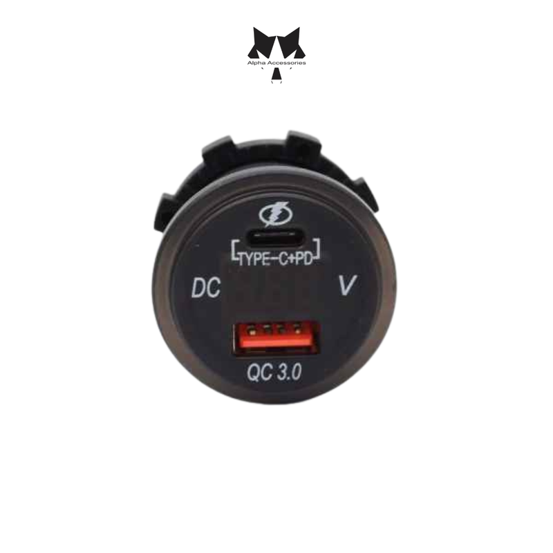 Lumeno | QC3 Charger + Volt Meter C-Type