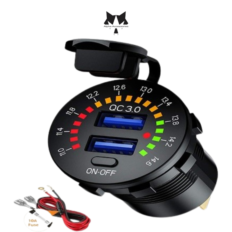 Lumeno | Dual QC3 Charger + Volt Meter