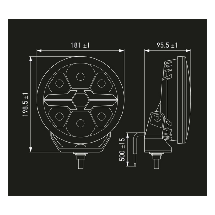 Hella Valuefit Blade Round 7" Black single