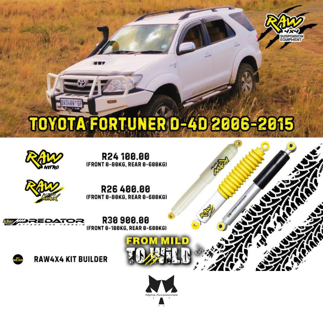 Raw4x4 | Toyota Fortuner D-4D 2006 - 2015 Suspension Upgrade — Alpha ...