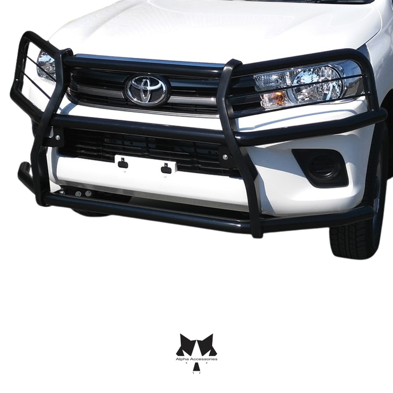 Maxe | Toyota Hilux GD6 2016 Black Coated Fullface Bullbar with Wrap Around Headlight  & Valance Protection