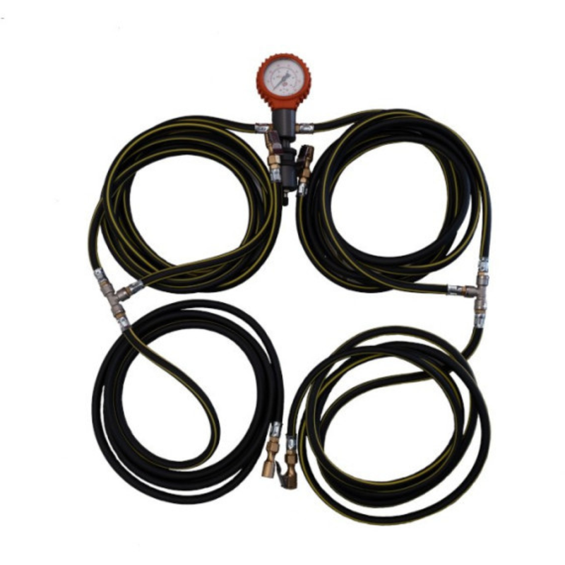 Indeflate Tyre Hose with Gauge - 4 Pipe