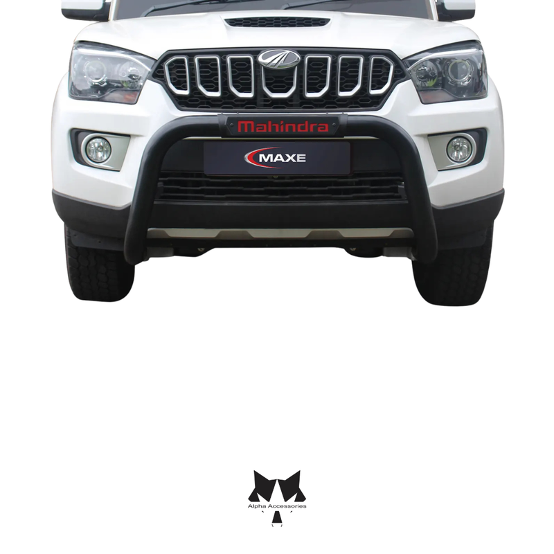 Maxe | Mahindra Pick-Up Black Coated Stainless Steel Nudge Bar With PI Cover (PDC Compatible)