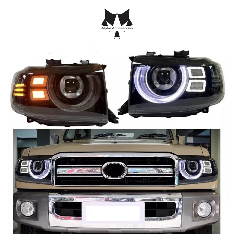 Toyota Land Cruiser 79 & 76 Series LED Headlight Set - Defender Style