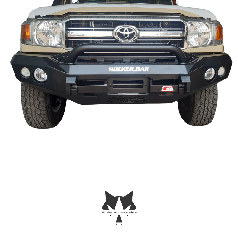 Runva | Toyota Landcruiser 70/79 Series Pick Up or Station Wagon 2004+ Rocker Bar Front Bumper Replacement Bullbar