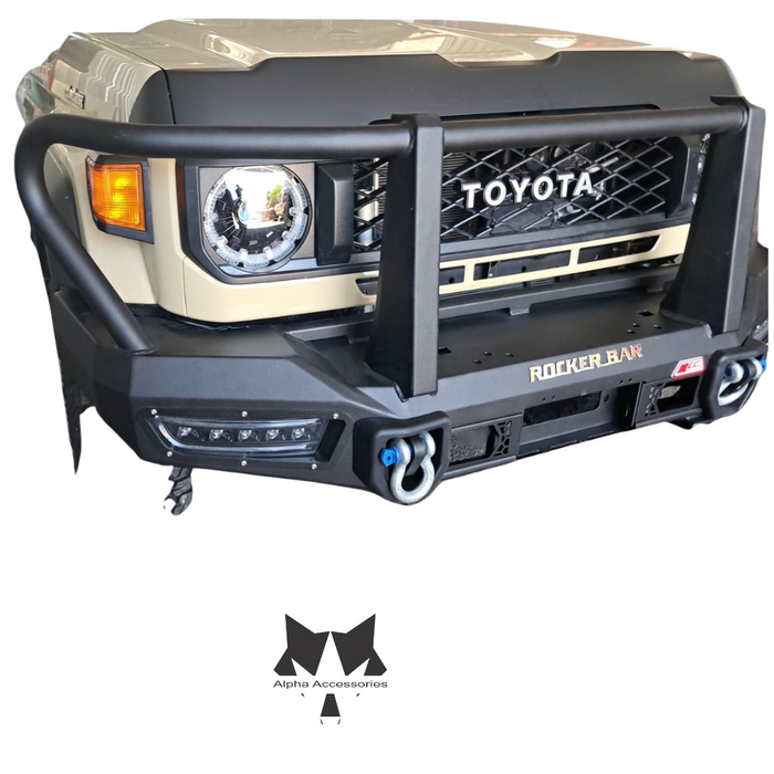 LANDCRUISER 70/79 Series (MY24) PICK UP or STATION WAGON 2024+: Rocker Bar (Full Loop) Front Bumper Replacement Bullbar with Pegasus Light Units