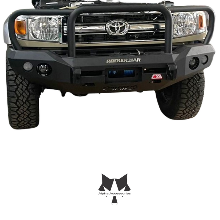 LANDCRUISER 70/79 Series PICK UP or STATION WAGON 2007–2024: Rocker Bar Front Bumper Replacement Bullbar (3 Loops)