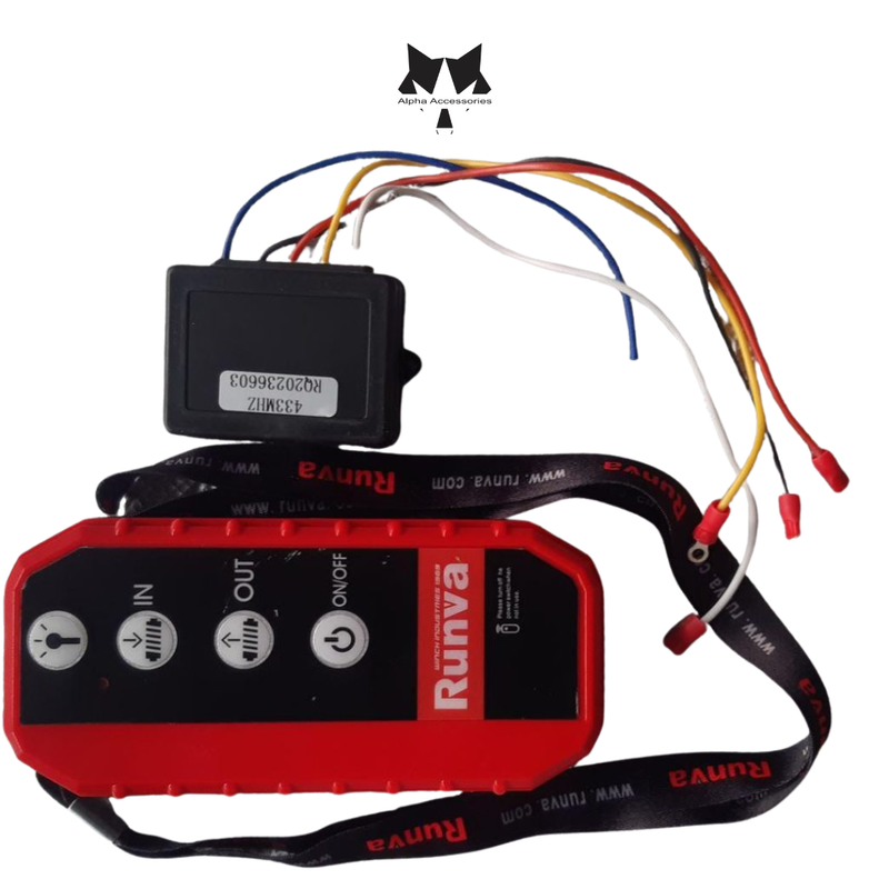 Runva | Universal Red Wireless Winch Remote With LED Flash Light & Receiver