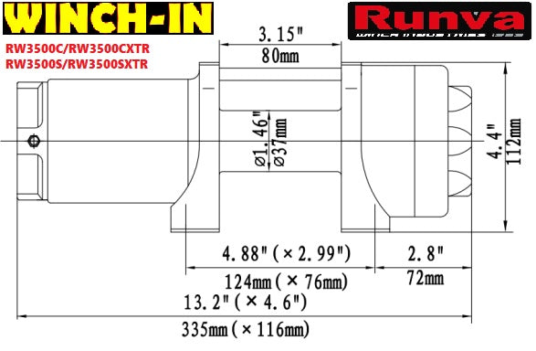Runva | 3500LBS Steel Cable Winch x2 Remotes