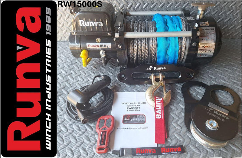Runva | 15000LBS – Runva Winch 12V With Synthetic Rope + Wireless Remote