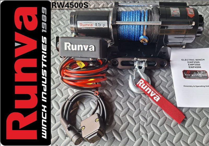 Runva | 4500LBS – Runva Winch 12V With Synthetic Rope - Cable Remote Only