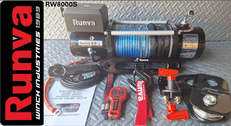 Runva | 8000LBS – Runva Winch 12V With Synthetic Rope + Remote