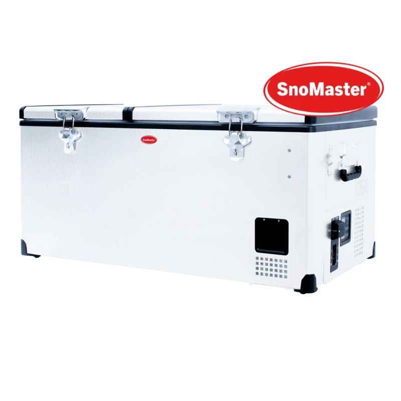 SnoMaster | 92.5L Low Profile Dual Compartment Portable Fridge/Freezer (AC/DC - Stainless Steel)