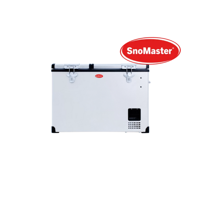 SnoMaster | 66L Low Profile Dual Compartment Portable Fridge/Freezer AC/DC - Stainless Steel
