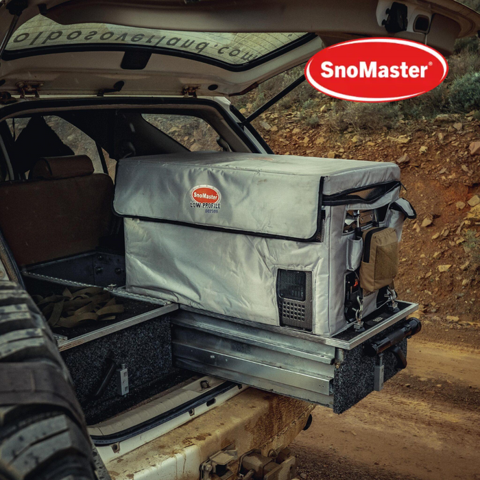 SnoMaster | 66L Low Profile Dual Compartment Portable Fridge/Freezer AC/DC - Stainless Steel