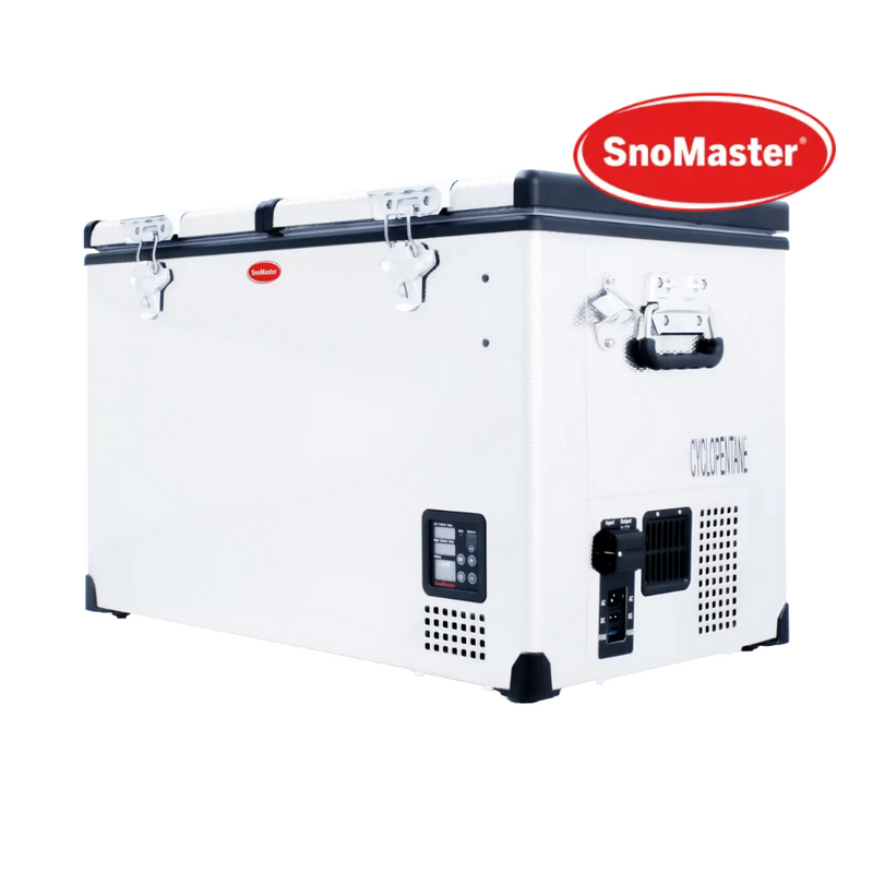 SnoMaster | 81.5L Dual Compartment Portable Fridge/Freezer (AC/DC - Stainless Steel)