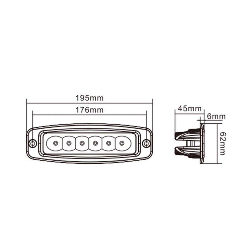 Hella | Valuefit Flush Mount 6 LED Light Bar Close Range