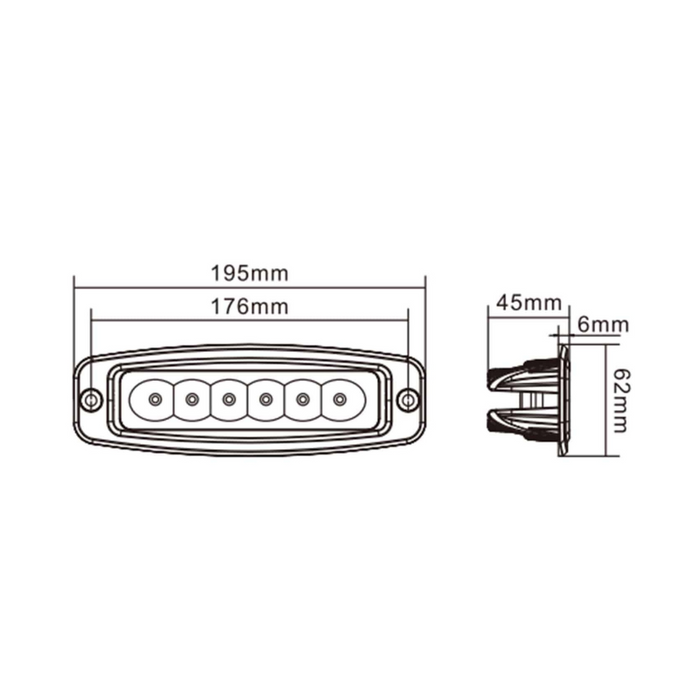Hella Valuefit Flush Mount 6 LED Light Bar Close Range