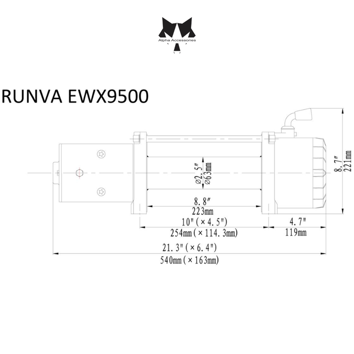 Runva | 9500LBS – Runva Winch 12V With Steel Cable