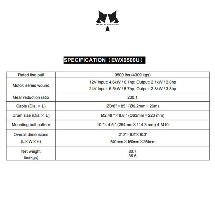 Runva | 9500LBS – Runva Winch 12V With Steel Cable